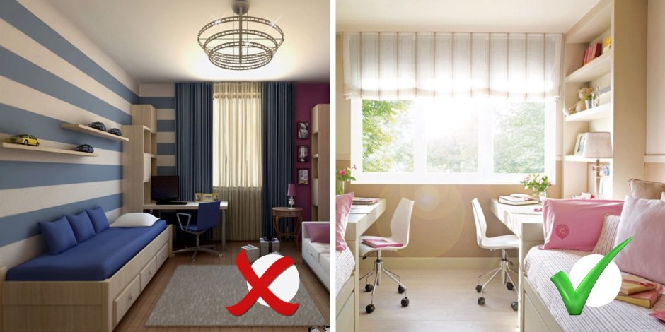 Планировка детской комнаты для двоих