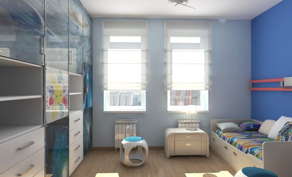 Детская комната на двоих мальчиков с балконом