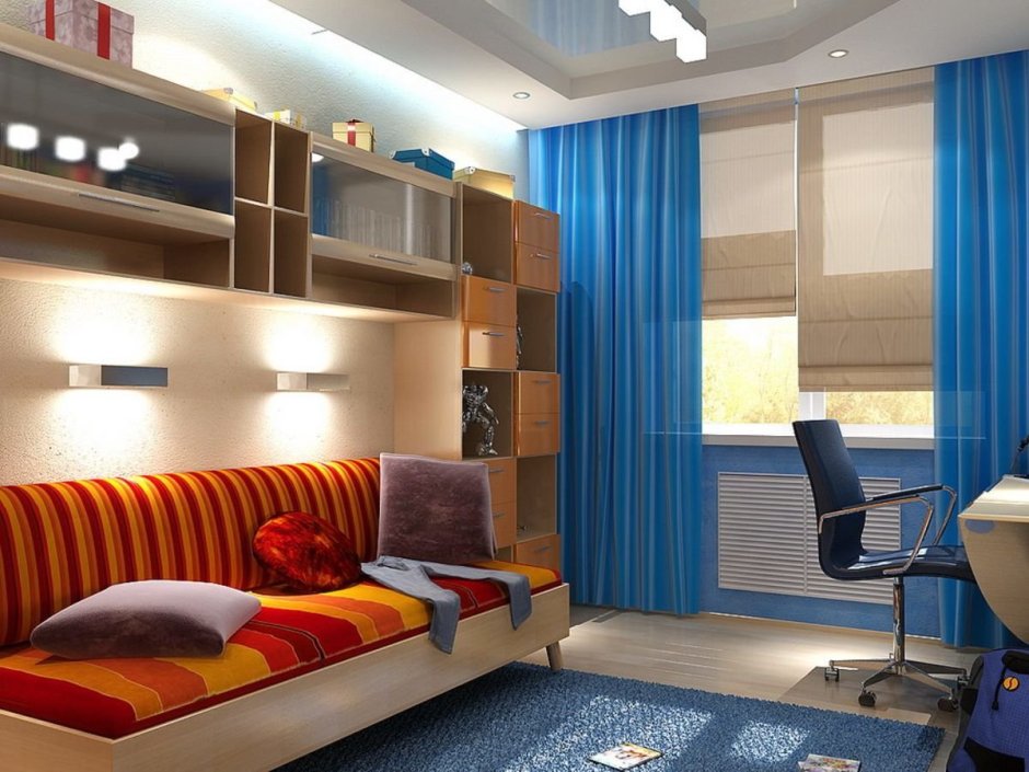 Узкая длинная комната для подростка