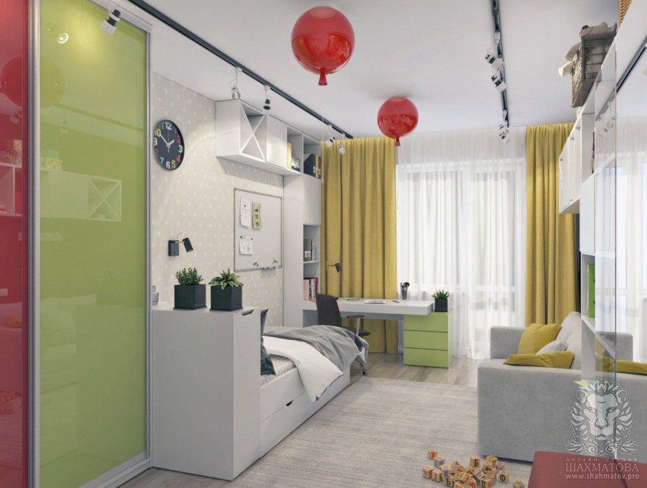 Зонирование комнаты для мальчика и девочки