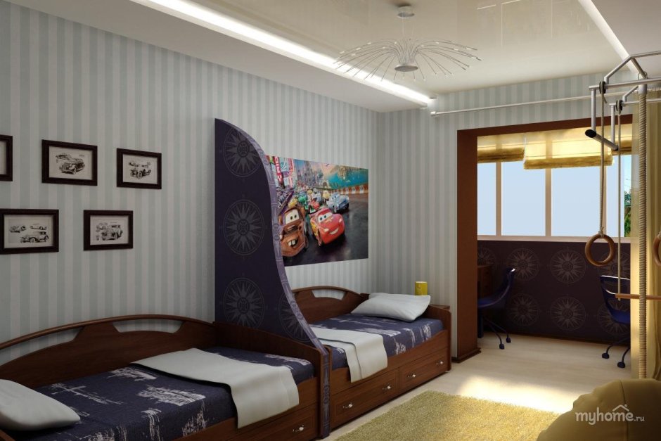 Комната для двух мальчиков с балконом