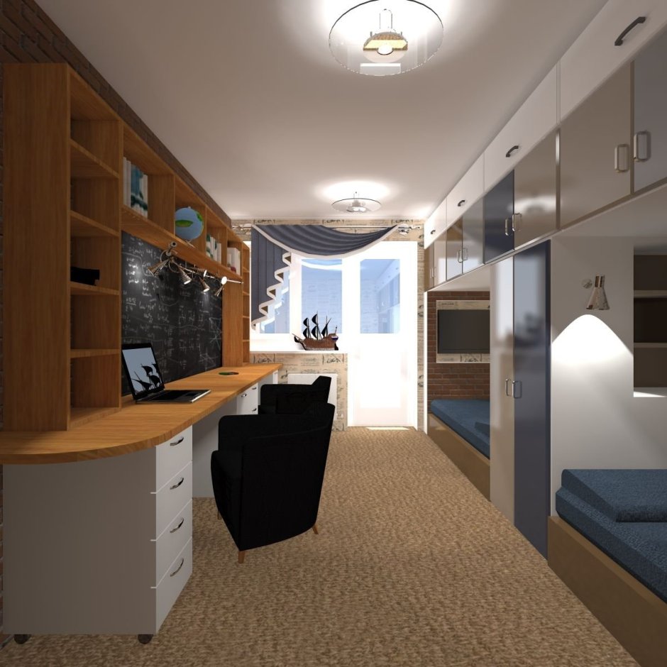 Спальня для двоих детей зонирование