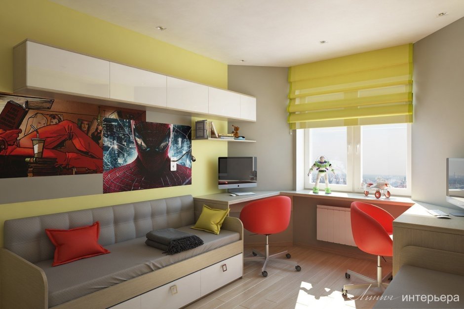 Узкая детская комната