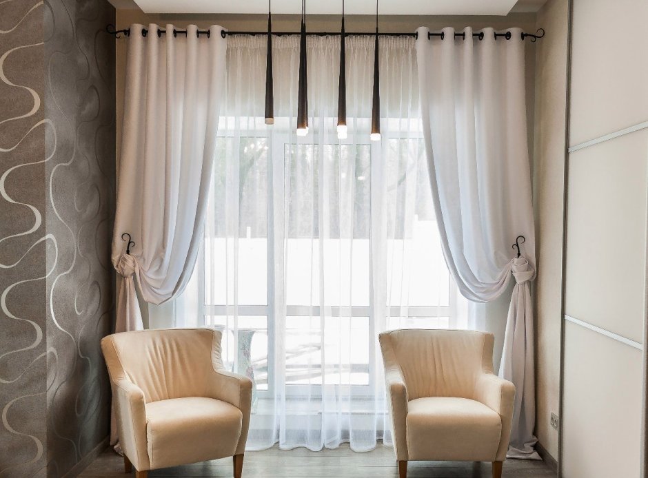Штора и тюль в прихожую в дом