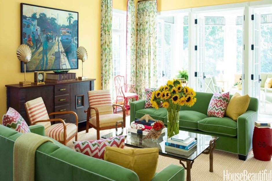 Сочетание желтых оттенков в интерьере