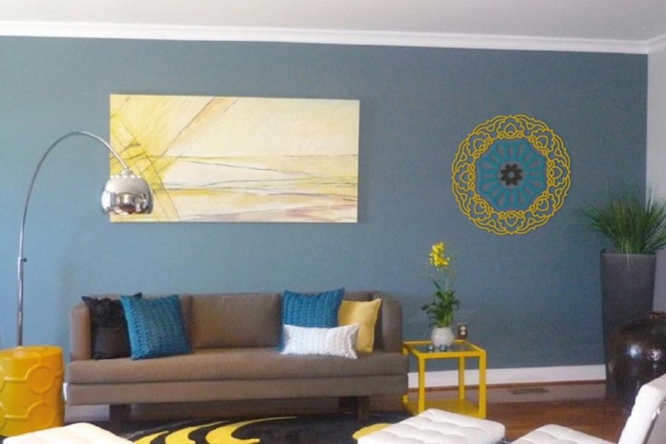 Бирюзовый и желтый в интерьере