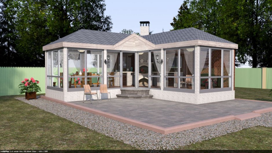 Крытая беседка застекленная