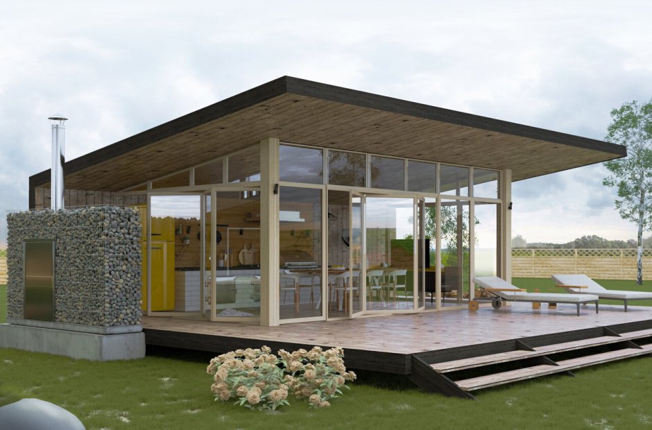 Летняя кухня стеклянная