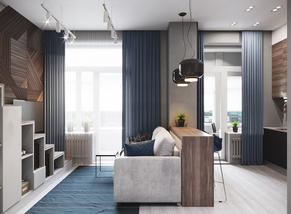 Студии 30 кв.м с двумя окнами