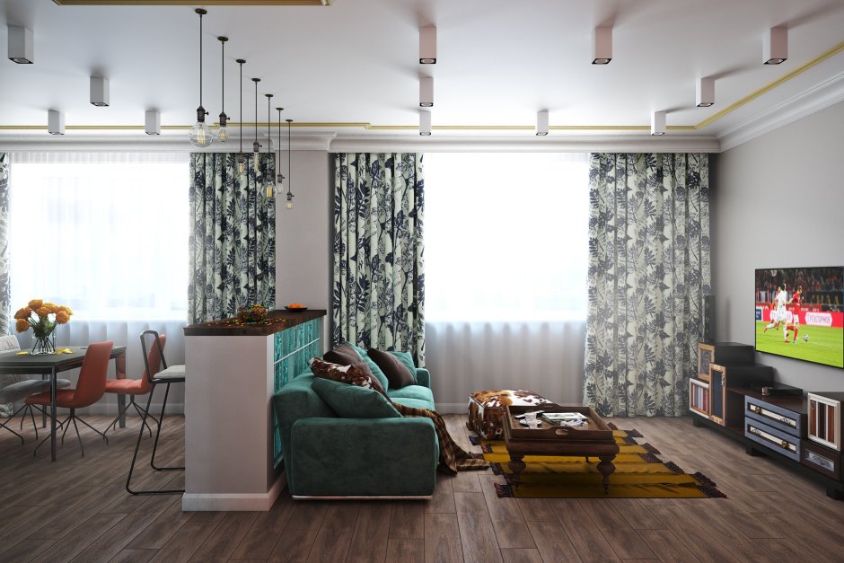 Однокомнатная квартира с двумя окнами