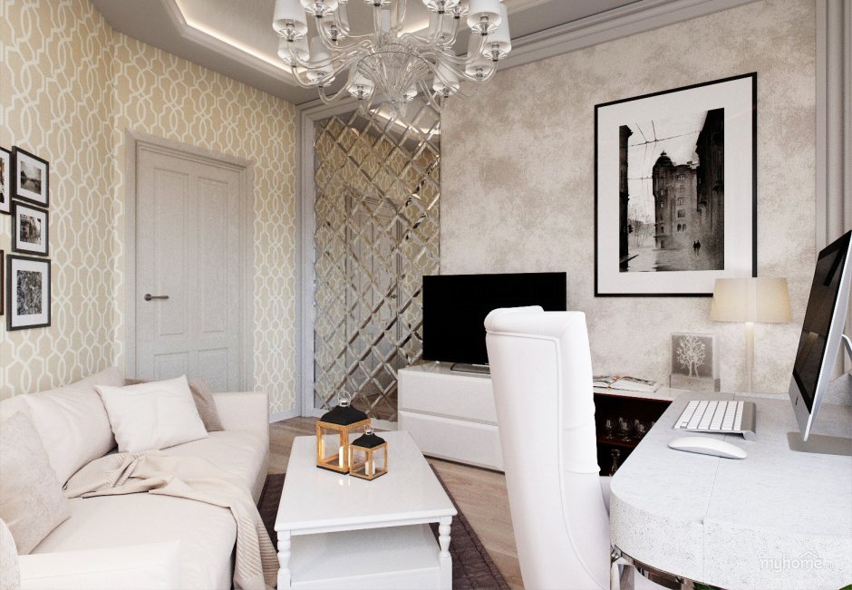 Серебристые обои в интерьере