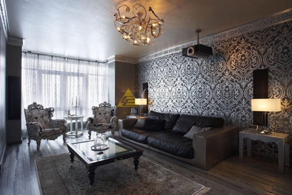 Шторы с вензелями в интерьере