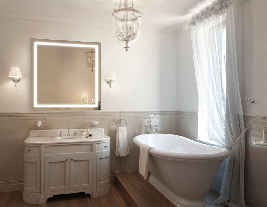 Санузел в стиле американская классика