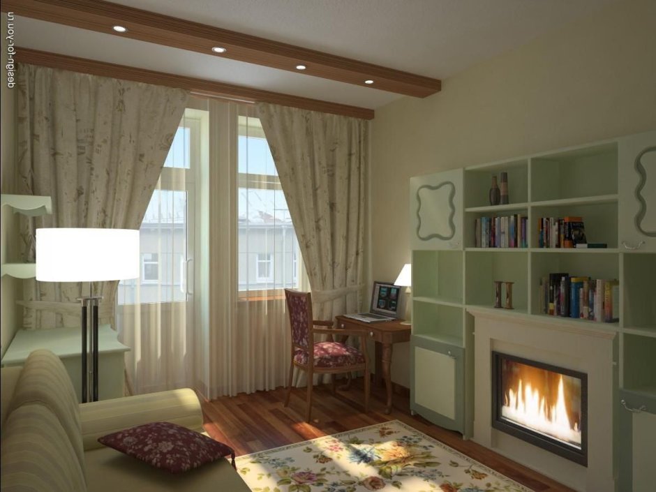 Планировка комнаты с двумя окнами