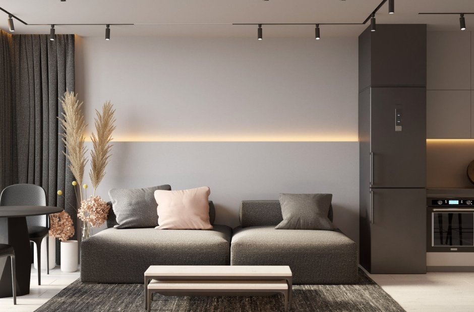 Гостиная в стиле Минимализм бежевая