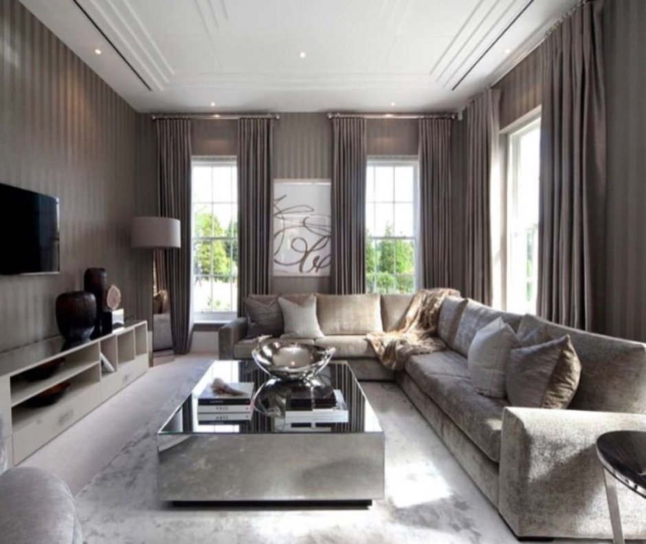 Серо коричневая гостиная