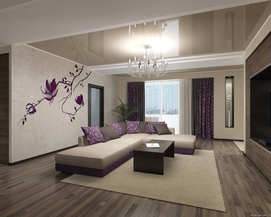 Обои в гостиную комбинированные