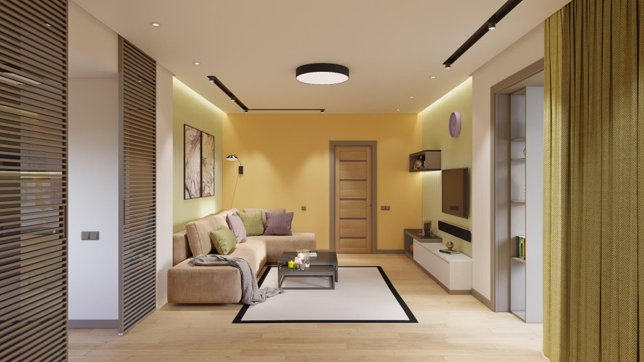 Интерьер прихожей гостиной с зеркальными стенами