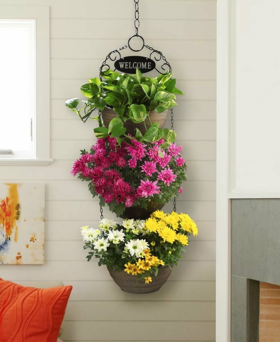 Кашпо на балконе с петуньей