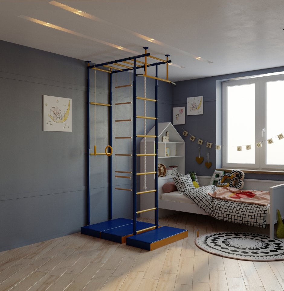 Детский спортивный комплекс городок 4-х опорный с сеткой 1 м