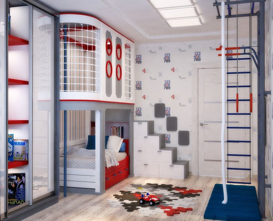 Детская комната со спортивным уголком