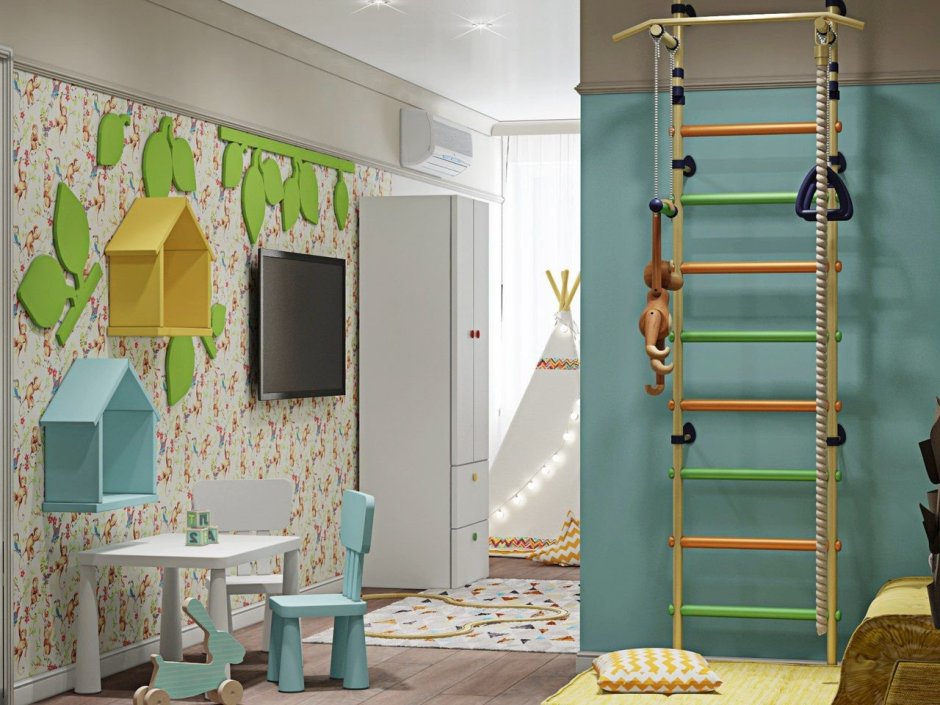 Шведская стенка в интерьере детской