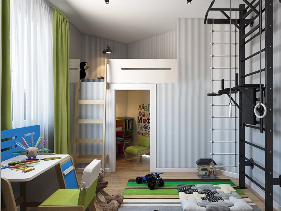 Детская комната со спортивным уголком