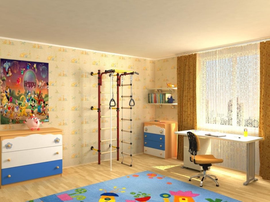 Шведская стенка для детей в интерьере