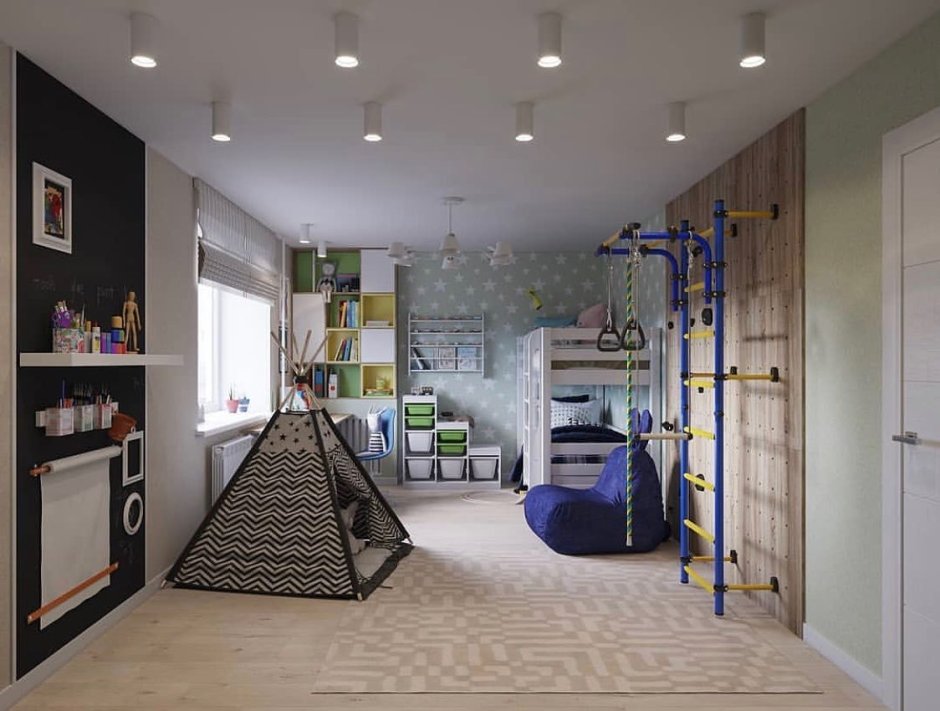 Комната для мальчика со шведской стенкой