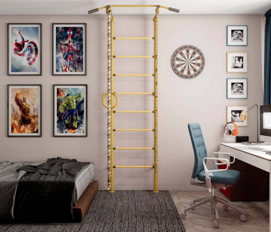 Комната для мальчика со спортивным уголком