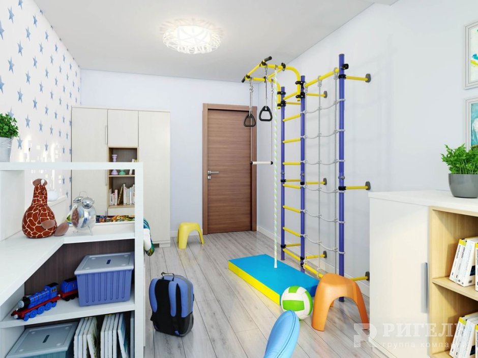 Комната для мальчика со шведской стенкой