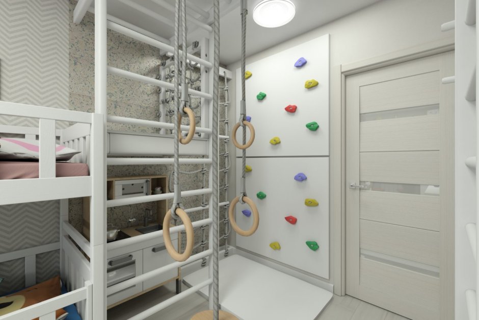 Детская комната со шведской стенкой дизайн