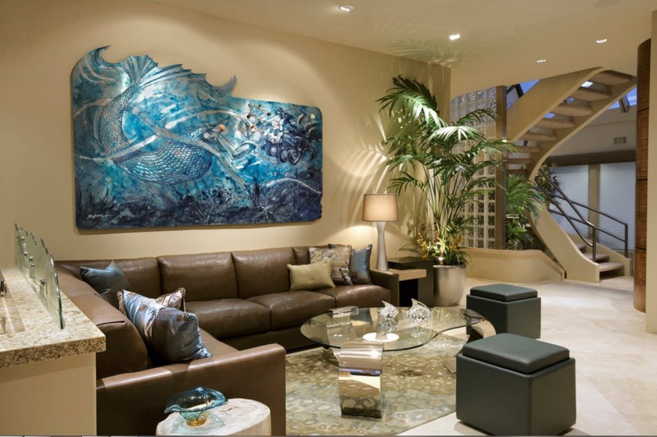 Панно в интерьере гостиной