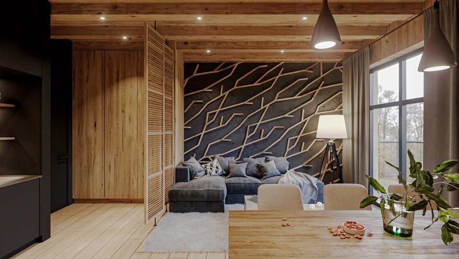 Акцентная стена из брусков