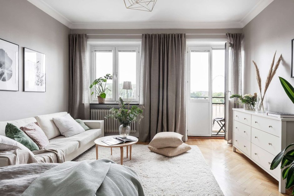 Гостиная 18 кв м в скандинавском стиле