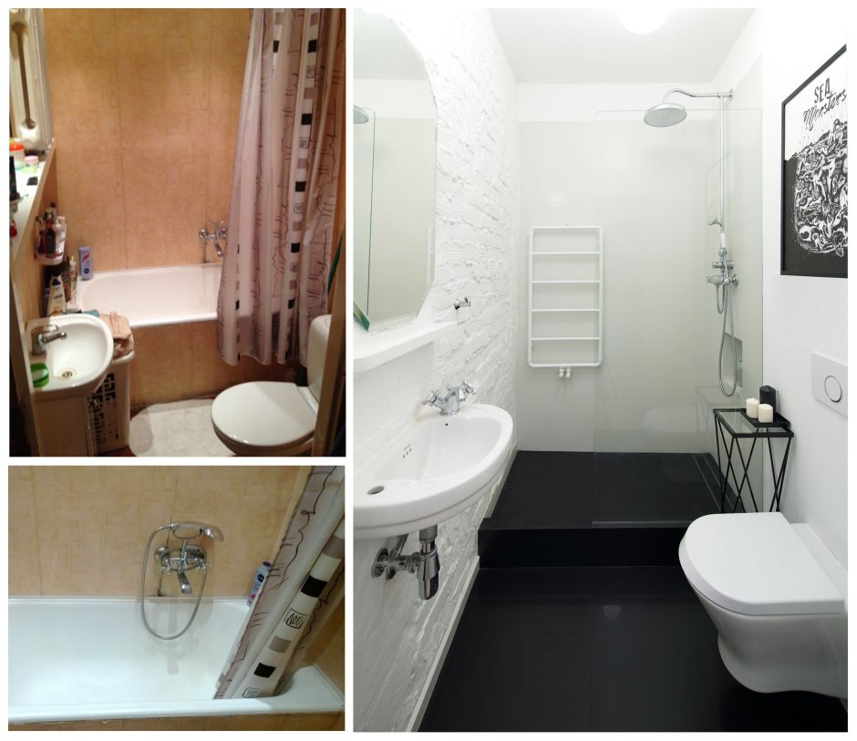 Ванная в хрущевке с душевой кабиной