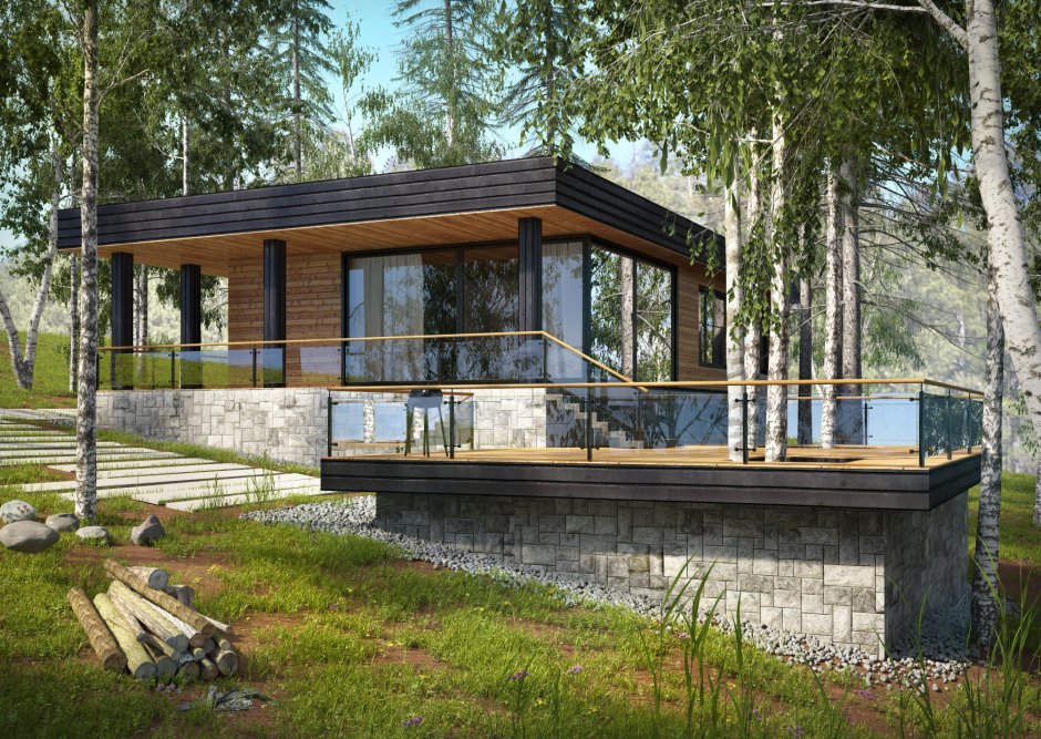 Дом на склоне с террасой