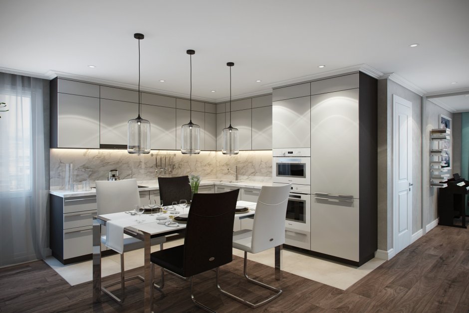 Интерьер кухни-гостиной в евротрешке