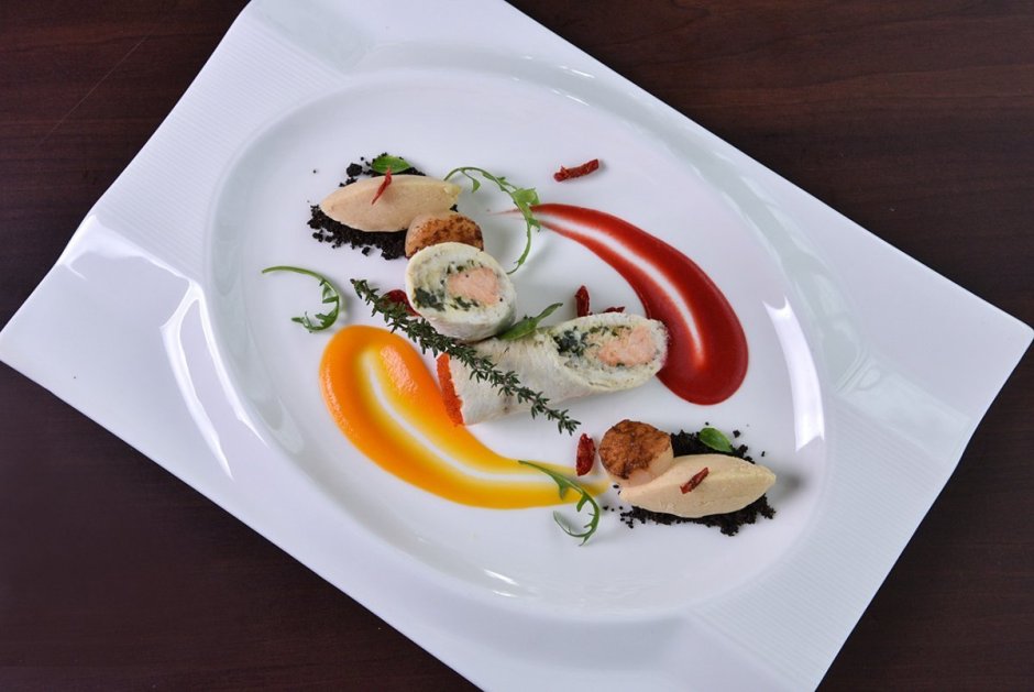 Ресторанные украшения блюд тарелок