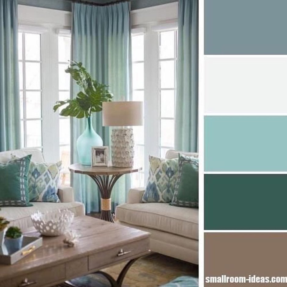 Сочетание серого и мятного цвета в интерьере