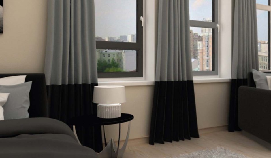 Тёмные шторы в спальню