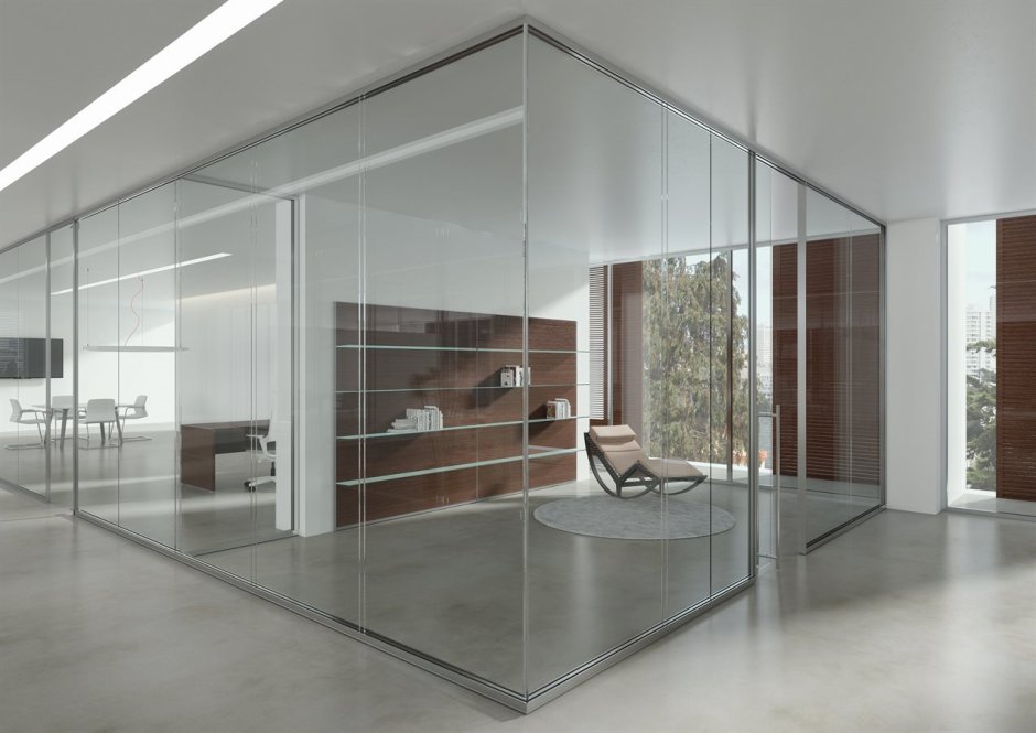 Стеклянные офисные перегородки стационарные