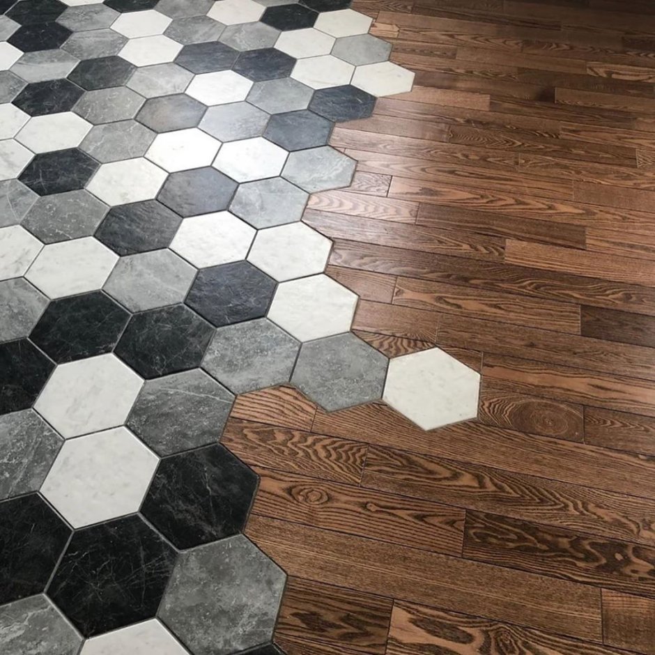 Плитка соты стык с ламинатом