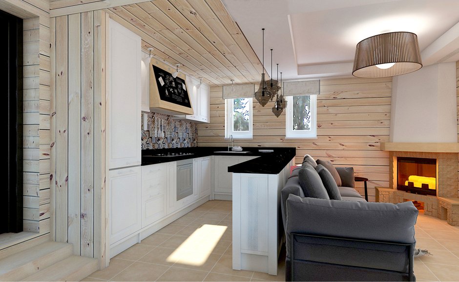 Интерьер имитация бруса Сканди