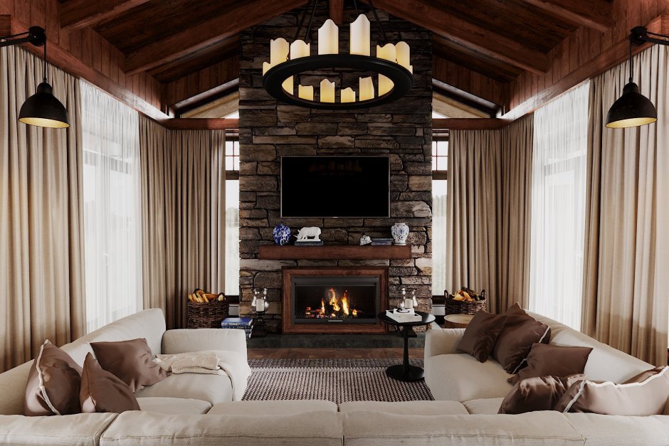 Гостиная имитация бруса