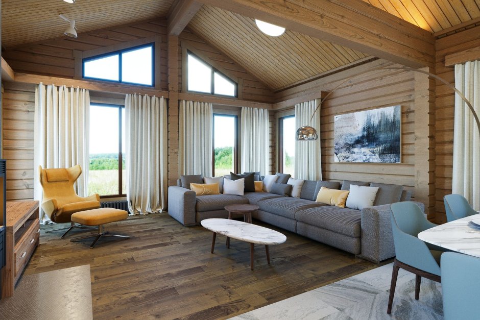 Гостиная в деревянном доме