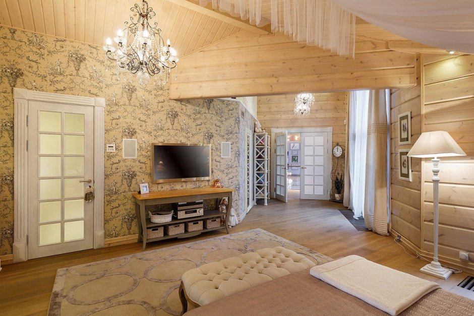 Гостиная в загородном доме в скандинавском стиле