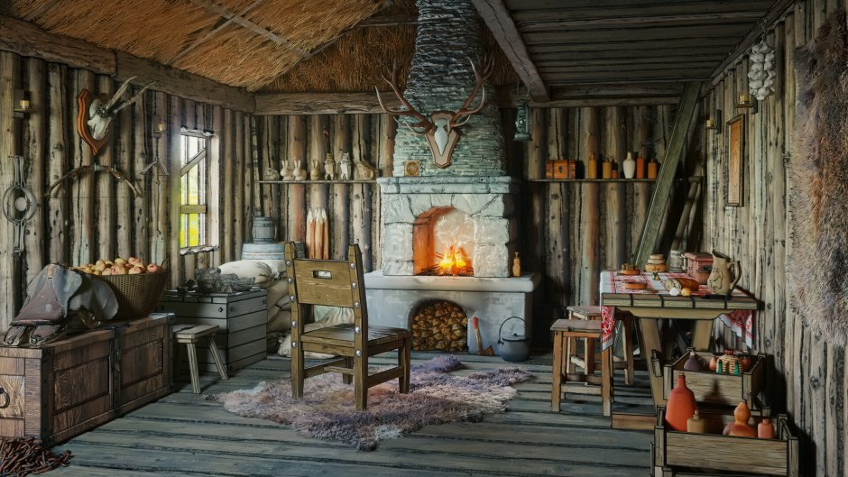 Интерьер охотничьей избушки
