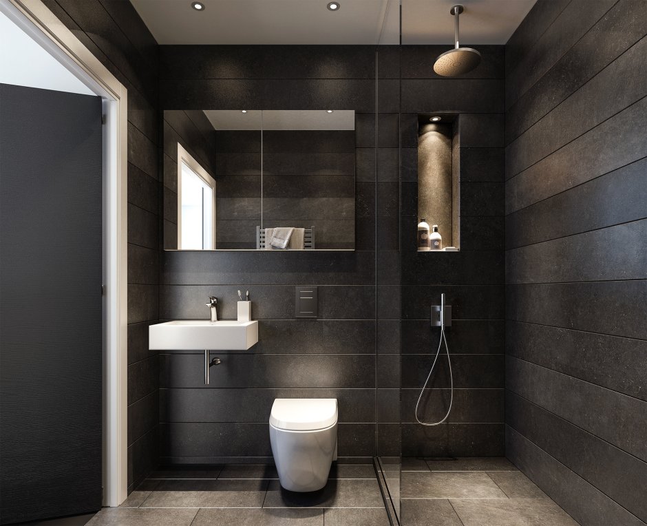 Душевая в темных тонах