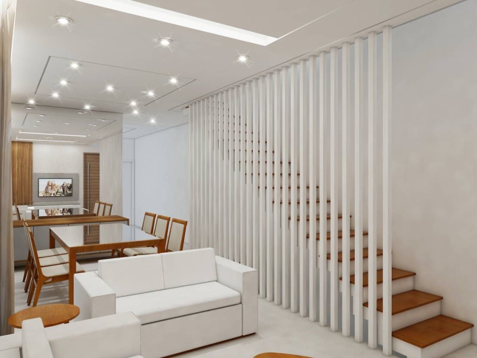 Реечные перегородки для лестницы